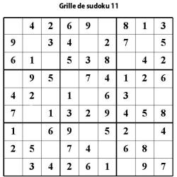 Sudoku enfant niveau 2 du primaire grille 11