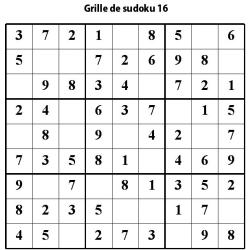 Sudoku enfants à imprimer. grille 16 de sudoku pour les enfants du primaire pour les aider à progresser en maths. Au niveau 2, il manque 2 chiffres au maximum par région.