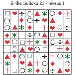 Sudoku grille 21 - Sudoku niveau 1 : maternelle. Sudoku pour la maternelle. cette grille de sudoku est à compléter en collant les visuels de fruits et légumes. Grille de sudoku 20 à compléter en colla