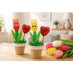 Tulipe et cœur dans un pot