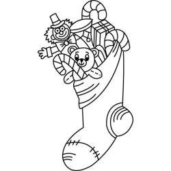 Coloriage de Noël : botte décorée de coeurs