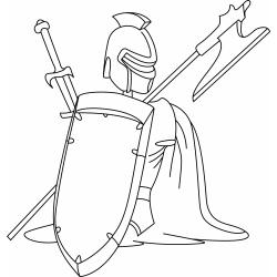 Coloriage de chevaliers au combat