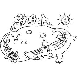 Coloriage crocodile #03