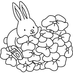 Fleurs et lapin 01 - Motif à décorer