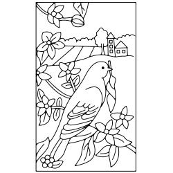 Fleurs et lapin 01 - Motif à décorer