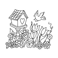 Fleurs et lapin 01 - Motif à décorer