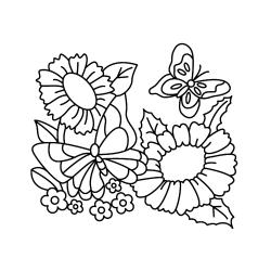 Fleurs et lapin 01 - Motif à décorer