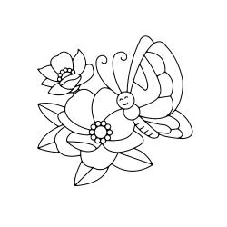 Fleurs et lapin 02 - Motif à décorer