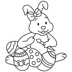 Un coloriage paques représentant un lapin peigant des oeufs de Pâques. Un motif à décorer à télécharger et à imprimer pour votre enfant. Une fois imprimé, ce motif peut se reporter sur du bois, du ver