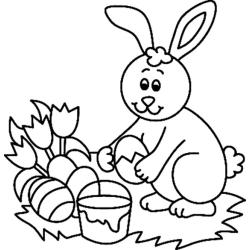 Imprimer le coloriage du lapin tenant son oeuf