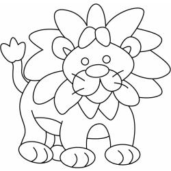 coloriage de deux petits lionceaux