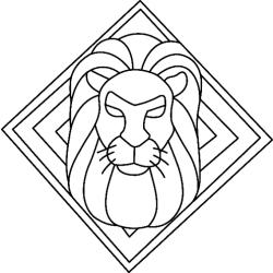 Coloriage du lion à la queue dressée 