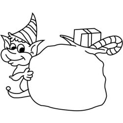 Le coloriage d'un lutin de Noël pour maternelle à imprimer