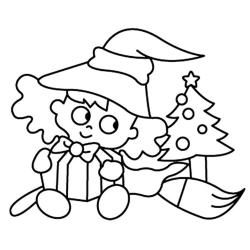 Le coloriage d'un chalet de Noël avec des bonbons à imprimer