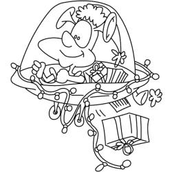 Le coloriage d'un chalet de Noël avec des bonbons à imprimer