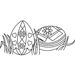 Coloriage d'un petit lapin dans l'herbe sur un oeuf