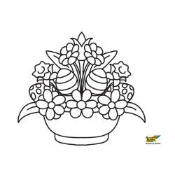 Coloriage d'un petit lapin dans l'herbe sur un oeuf