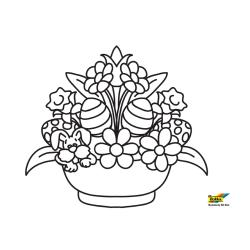 Coloriage d'un petit lapin dans l'herbe sur un oeuf