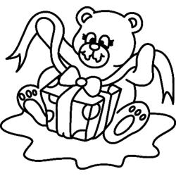 Coloriage petit ours assis dans les fleurs