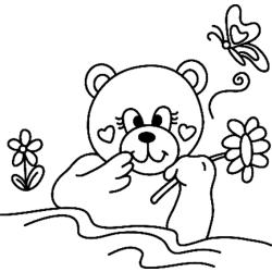 Coloriage petit ours assis dans le bambou