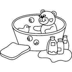 Coloriage petit ours assis dans le bambou