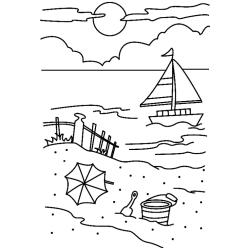 coloriage sur la mer dessin 4 : poissons dans l'eau