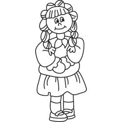 Coloriage poupée japonaise et fleurs de pêcher