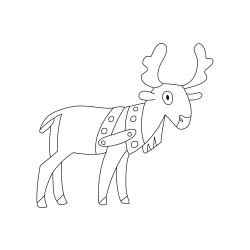 Le coloriage d'un renne de Noël unique à imprimer