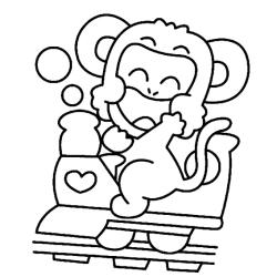coloriage d'un singe qui se tient la tête