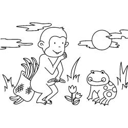 coloriage d'une tête de singe