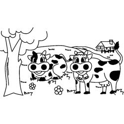 Imprimer le coloriage de la vache et des poussins