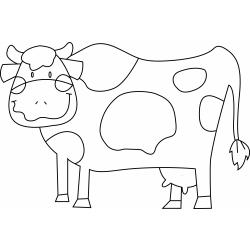 Coloriage de la vache mangeant de l'herbe 