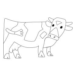 Coloriage de la vache mangeant de l'herbe