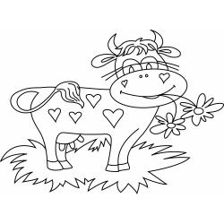Coloriage de vaches courant dans le pré