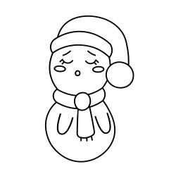 Coloriage Noel enfant : Imprime le dessin du bonhomme de neige à colorier, ce bonhomme de neige est plutöt rigolo avec sa forme de culbuto !