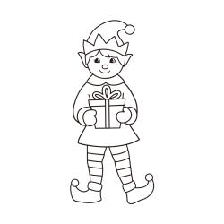 Coloriage des lutins sur le traineau