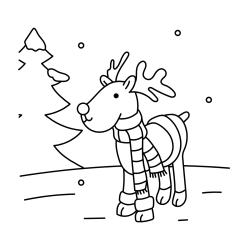 Coloriage des rennes, Père Noël et lutins dans les sapins