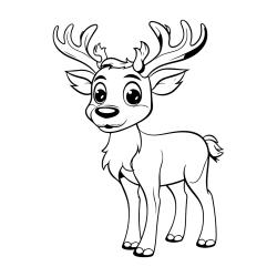 coloriage du Père Noël parlant à un renne