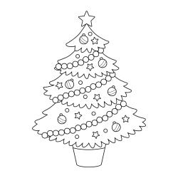 Coloriage de la tête du Père Noël devant le sapin - dessin 41