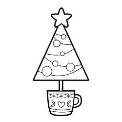 coloriage des 2 bonshommes de neige et du renne et du sapin