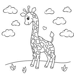 Téléchargez gratuitement votre coloriage girafe et retrouvez d'autres dessins de girafes pour tous les amoureux des animaux de la savane - Page 06