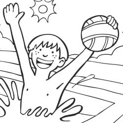 Coloriage natation : un dessin à imprimer avec des enfants qui nagent. Un coloriage gratuit pour les petits amoureux de la piscine - Page 1
