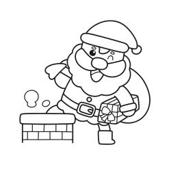 Imprimer le coloriage du père noël avec un sac sur la tête. Un coloriage à imprimer gratuitement
