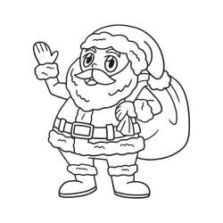 Imprimer le coloriage naïf pere noel tenant le petit sapin à imprimer gratuitement