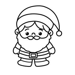 Coloriage du Père Noël qui danse devant les cadeaux du sapin