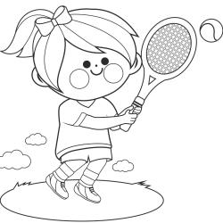 Coloriage tennis : un dessin à imprimer gratuitement pour tous les amoureux de ce sport de raquette. Page 7