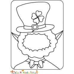 Peux-tu terminer le portrait du Leprechaun de saint Patrick ? Ajoute tous les éléments de son visage puis colorie le portrait du Leprechaun.