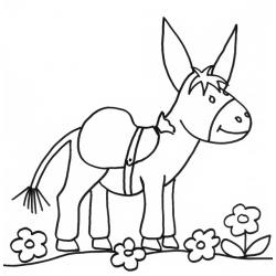 coloriage d'un âne portant un sac