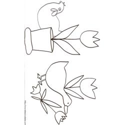 Coloriage de l'oie et les tulipes