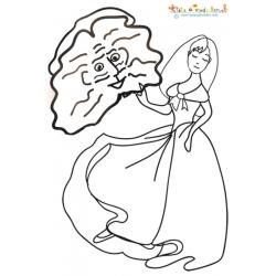 Coloriage de Belle rêvant de la Bête